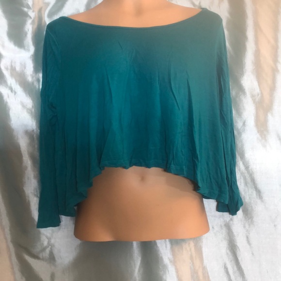 Wet Seal rayon, teal crop top, M - Picture 5 of 6